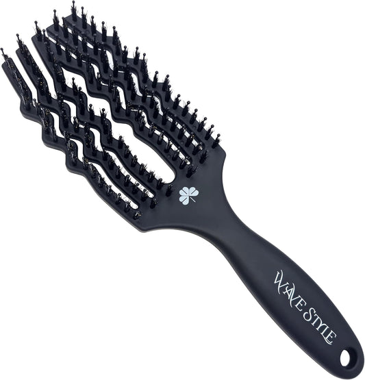 Cepillo De Pelo Antitirones - Para Todo Tipo De Cabellos - Peine Desenredante Antitirones - Cerdas Jabalí Y Nylon Para Un Brillo Natural - Cabello Fino, Medio Y Grueso - (NEGRO)