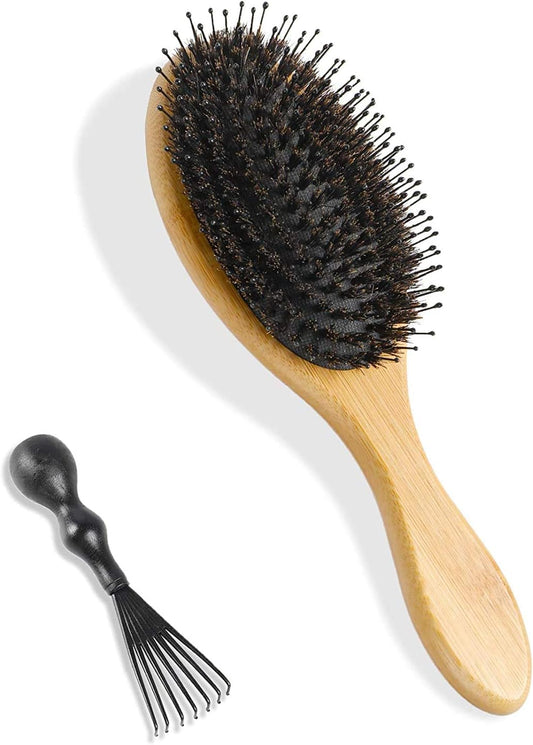 Cepillo De Pelo Con Auténticas Cerdas De Jabalí Y Peine, Cepillo Para El Pelo Para Cabello Débil O Fino, Cepillo De Pelo Neumático Con Mango Grande…
