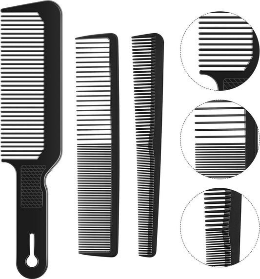 Set De 3 Piezas Peines De Peluquero De Hombre Clipper De Tapa Plana De Corte De Pelo Peine De Cónico Barberología Peine De Fibra Resistente Al Calor Para Hombres Mujeres